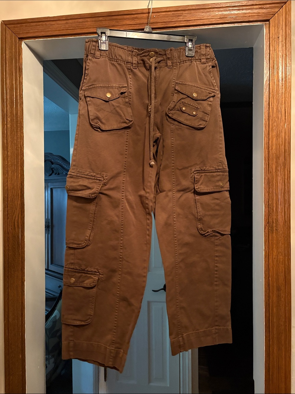 Free People Brown Wide-Leg Cargo Trousers